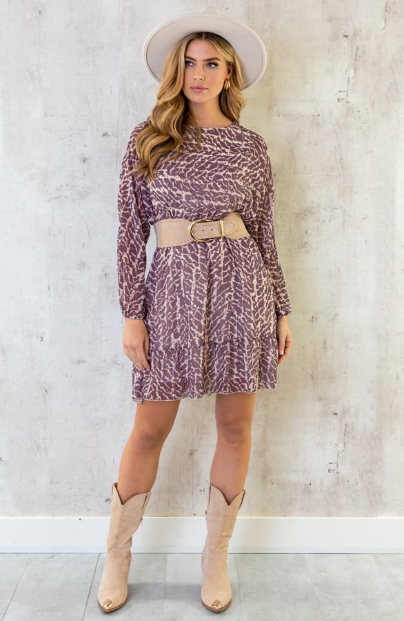 Print Jurk Sleeve Mauve – shoparchief, foto 4