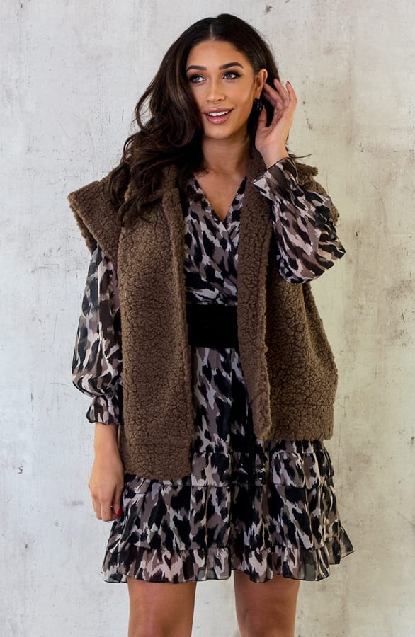 Teddy Gilet Oversized Latte – shoparchief, foto 1
