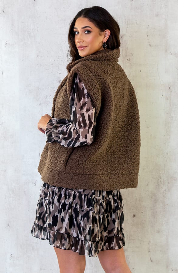 Teddy Gilet Oversized Latte – shoparchief, foto 2