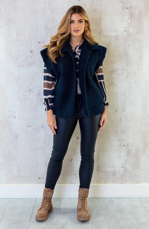 Teddy Gilet Oversized Marine – shoparchief, foto 5
