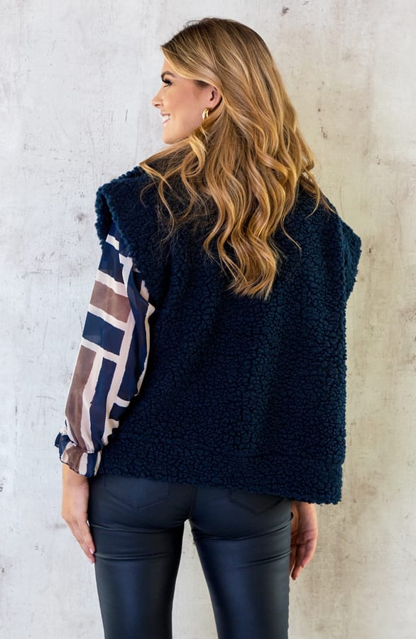 Teddy Gilet Oversized Marine – shoparchief, foto 4