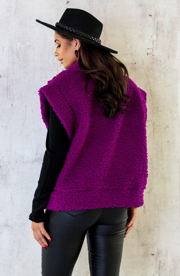 Teddy Gilet Oversized Dark Magenta – shoparchief, foto 3