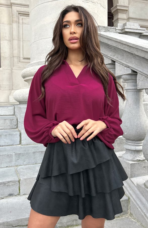 V-Hals Blouse Rome Magenta – shoparchief, foto 5
