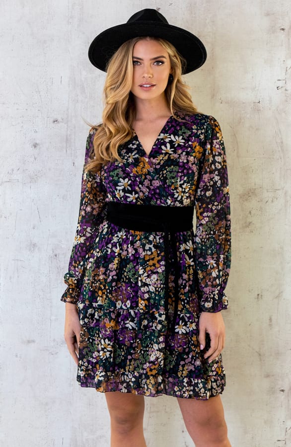 V-Hals Jurk Colorful Flower – shoparchief, foto 1