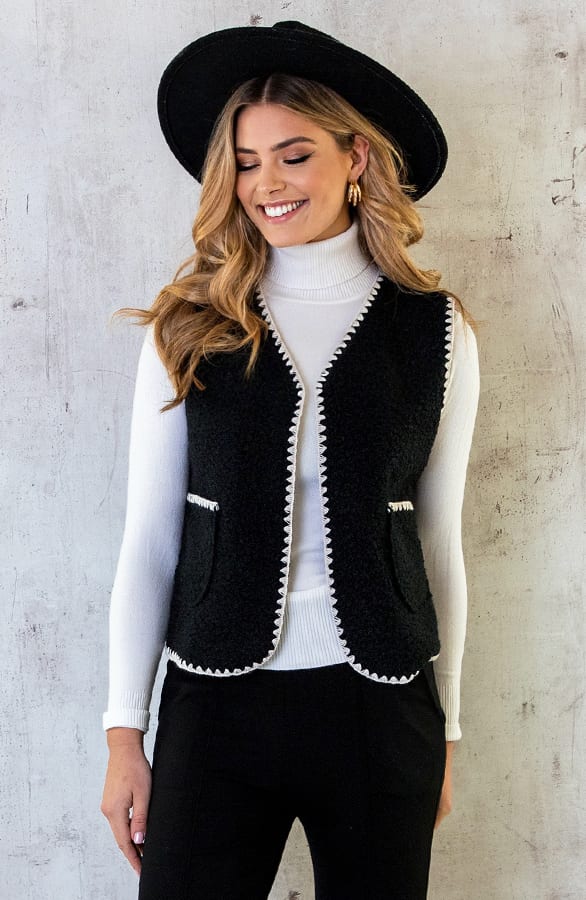Detailed Gilet Zwart – shoparchief, foto 5