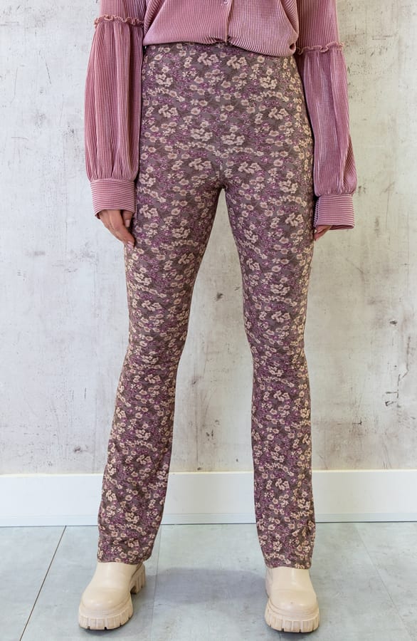 Flared Broek Bloemenprint Mauve – shoparchief, foto 2