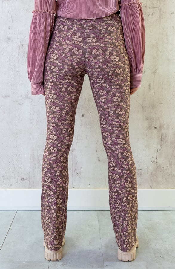 Flared Broek Bloemenprint Mauve – shoparchief, foto 4