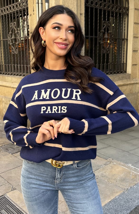 Amour Paris Sweater Marine – shoparchief, foto 1