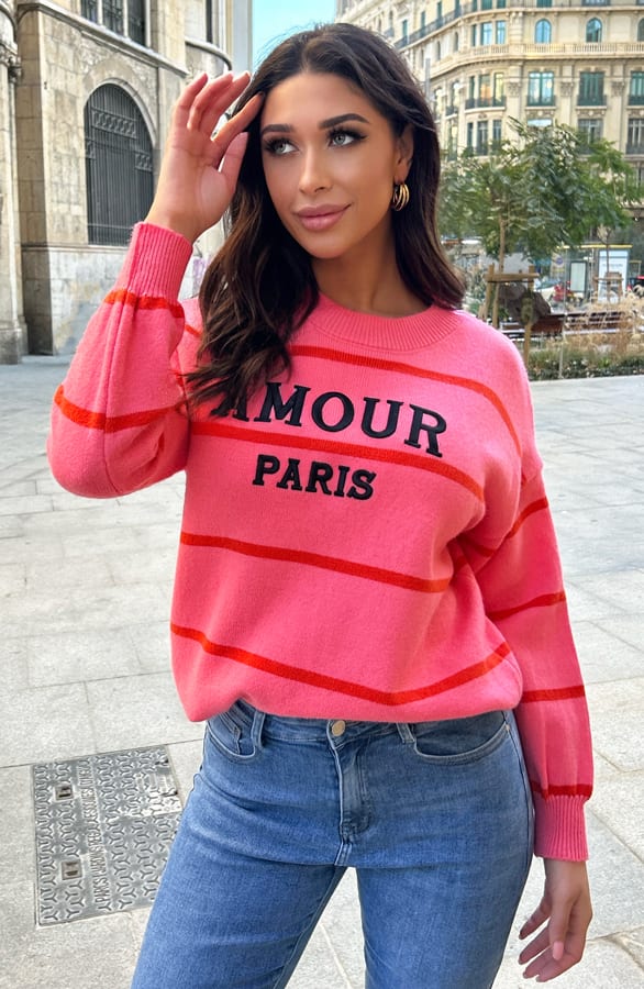 Amour Paris Sweater Roze Oranje – shoparchief, foto 1