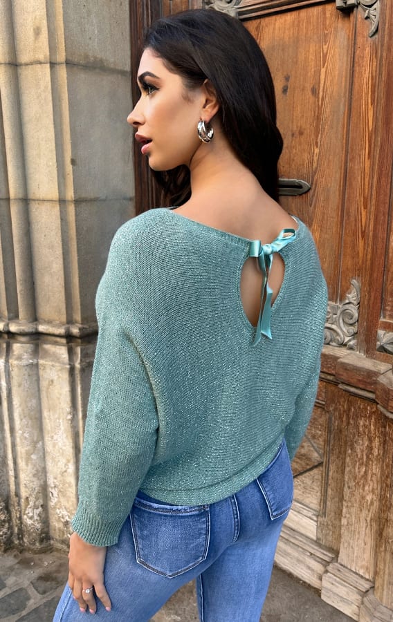 Back Bow Detail Sweater Mint – shoparchief, foto 7