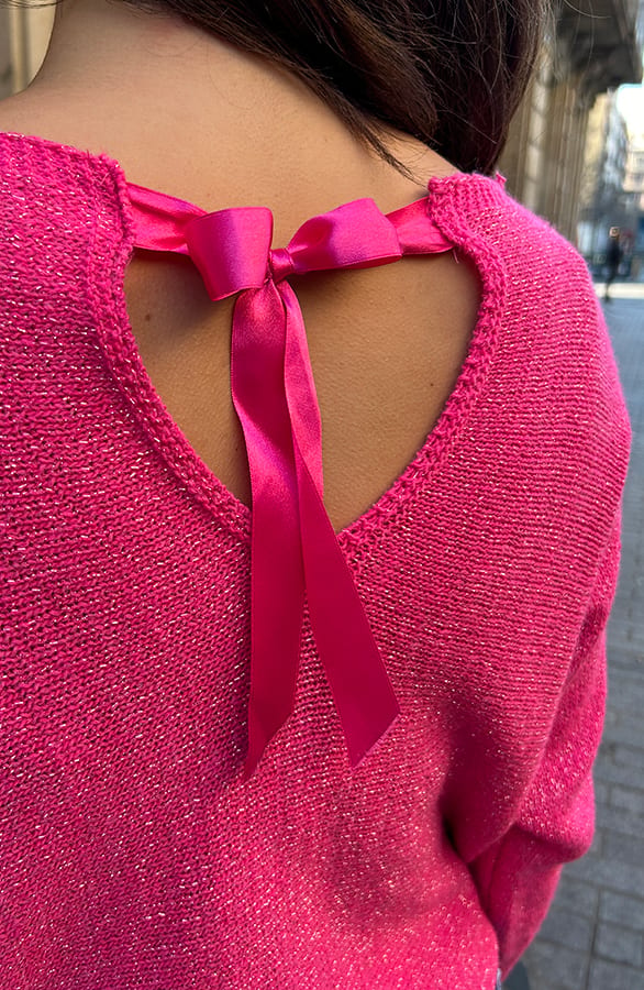 Back Bow Detail Sweater Roze – shoparchief, foto 10