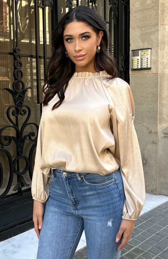 Blouse Met Cut Out Goud – shoparchief, foto 4