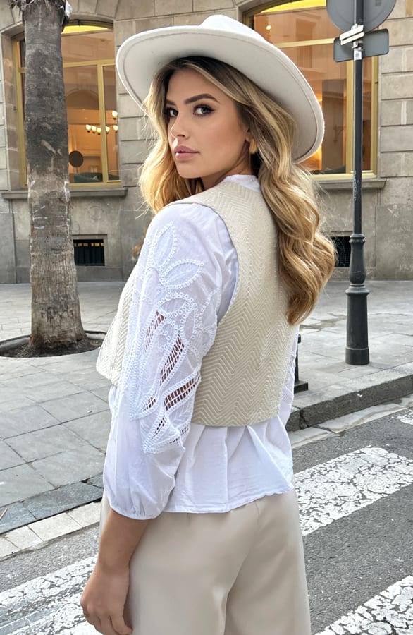Embroidery Blouse Oversized Cotton Off White – shoparchief, foto 3