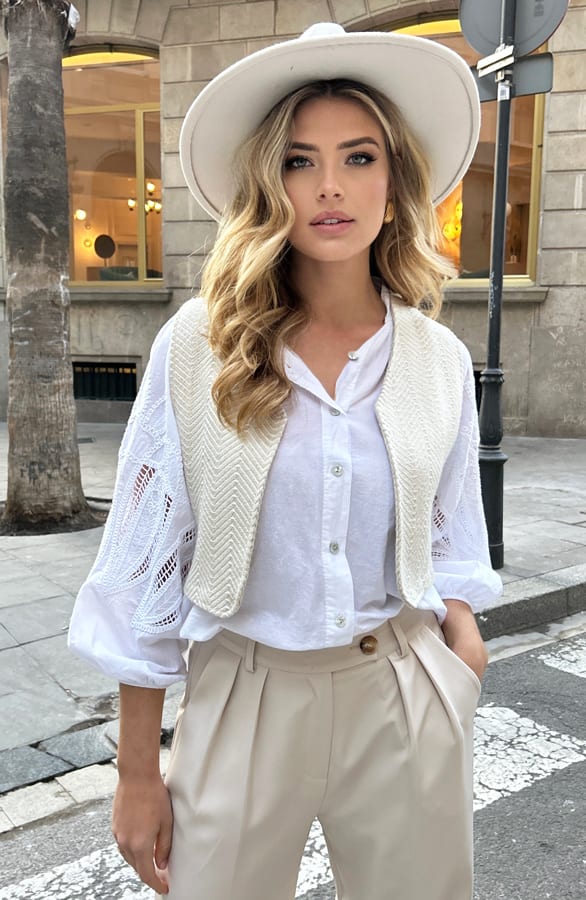 Gilet Woven Exclusive Beige – shoparchief, foto 1