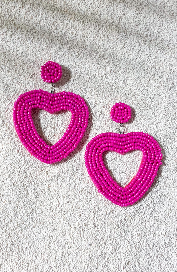 Heart Beads Oorbellen Fuchsia – shoparchief, foto 2