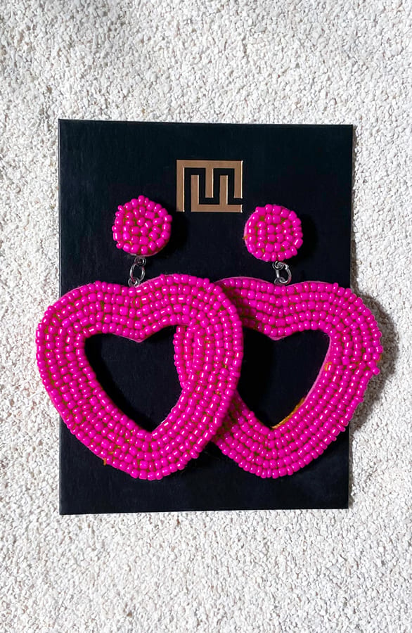 Heart Beads Oorbellen Fuchsia – shoparchief, foto 3