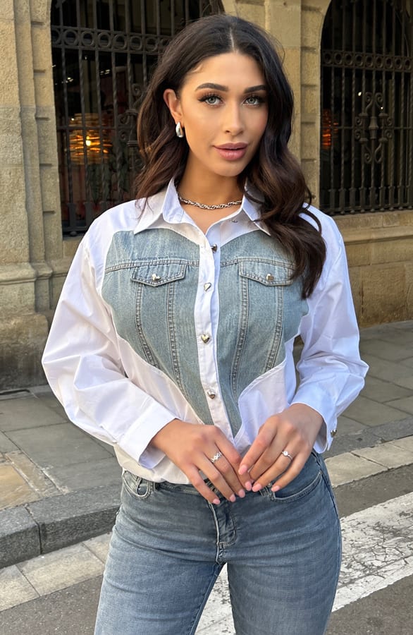 Heart Blouse Katoen White – shoparchief, foto 2
