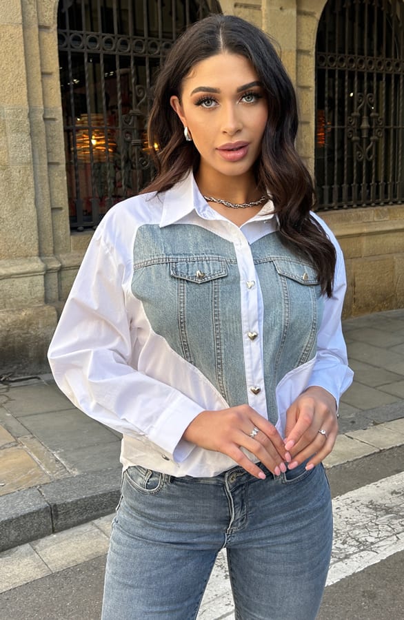 Heart Blouse Katoen White – shoparchief, foto 3
