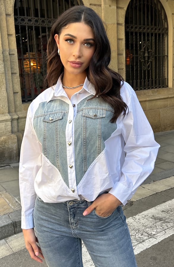 Heart Blouse Katoen White – shoparchief, foto 4