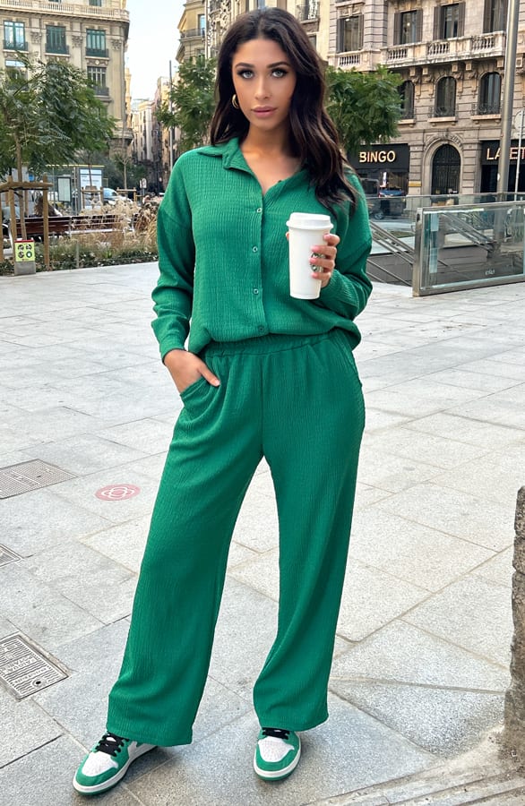 LA Knopen Blouse Bright Green – shoparchief, foto 4