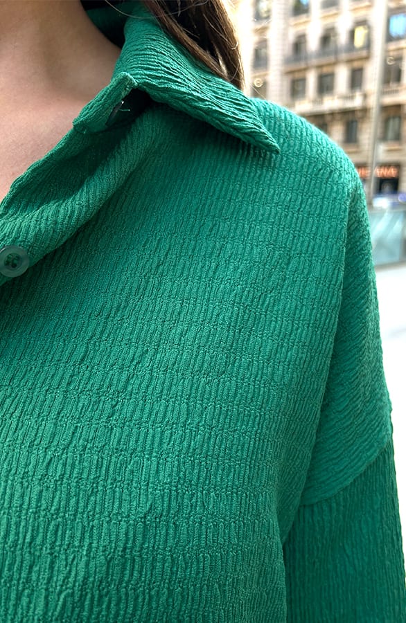 LA Knopen Blouse Bright Green – shoparchief, foto 6