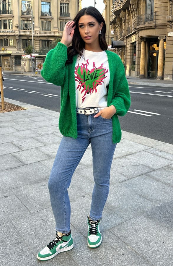 Oversized Knitted Vest Bright Green – shoparchief, foto 4