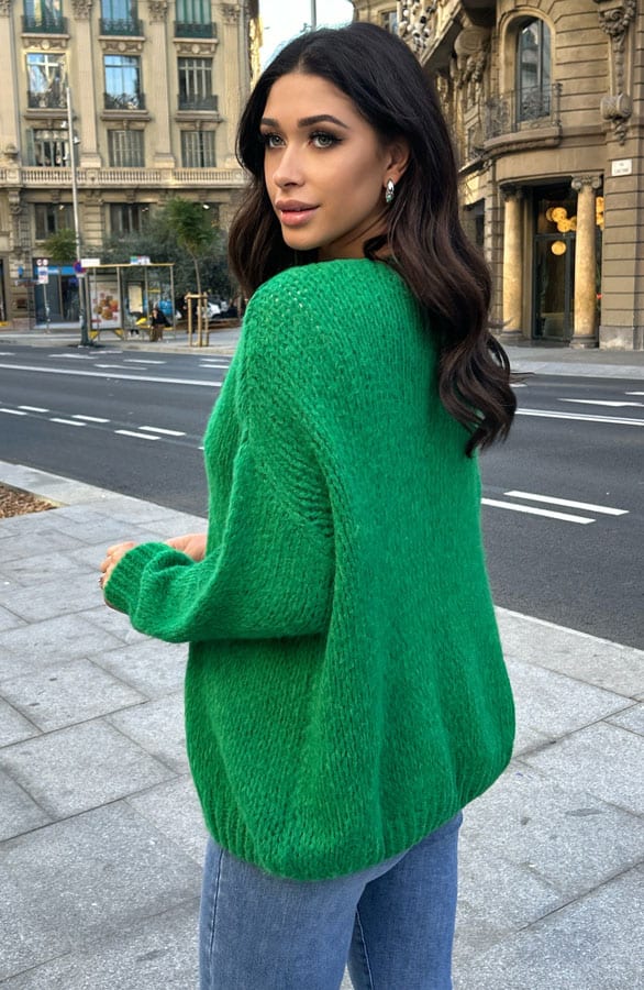 Oversized Knitted Vest Bright Green – shoparchief, foto 2