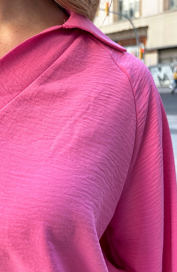 V-Hals Blouse Rome Fuchsia – shoparchief, foto 5
