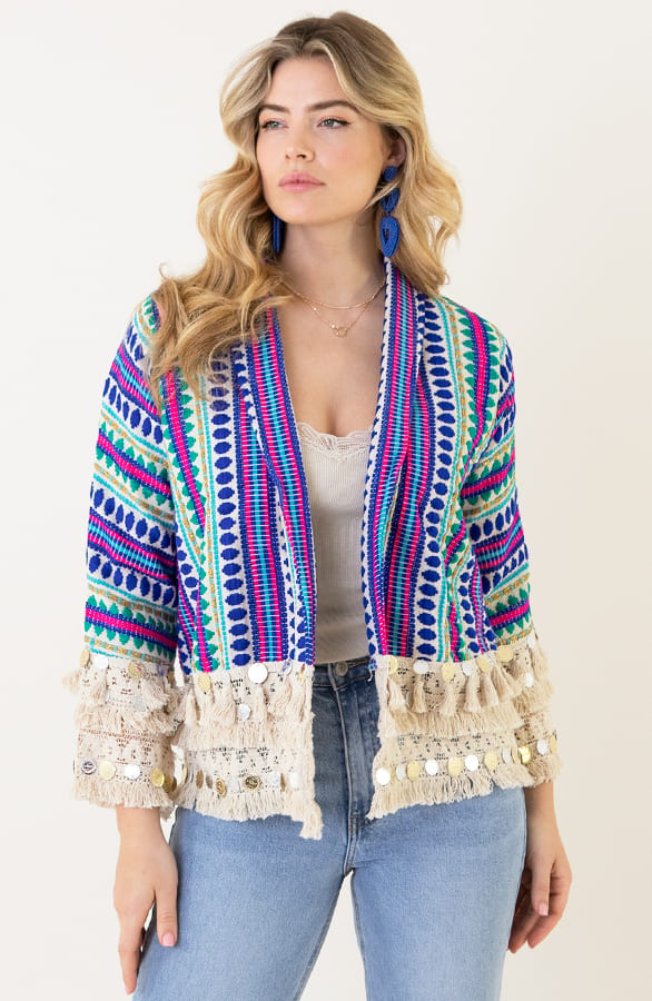 Boho Cardigan Handmade Kobalt – shoparchief, foto 1