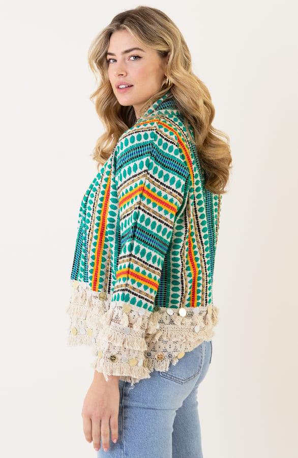 Boho Cardigan Handmade Mint – shoparchief, foto 3