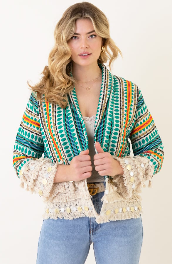 Boho Cardigan Handmade Mint – shoparchief, foto 1