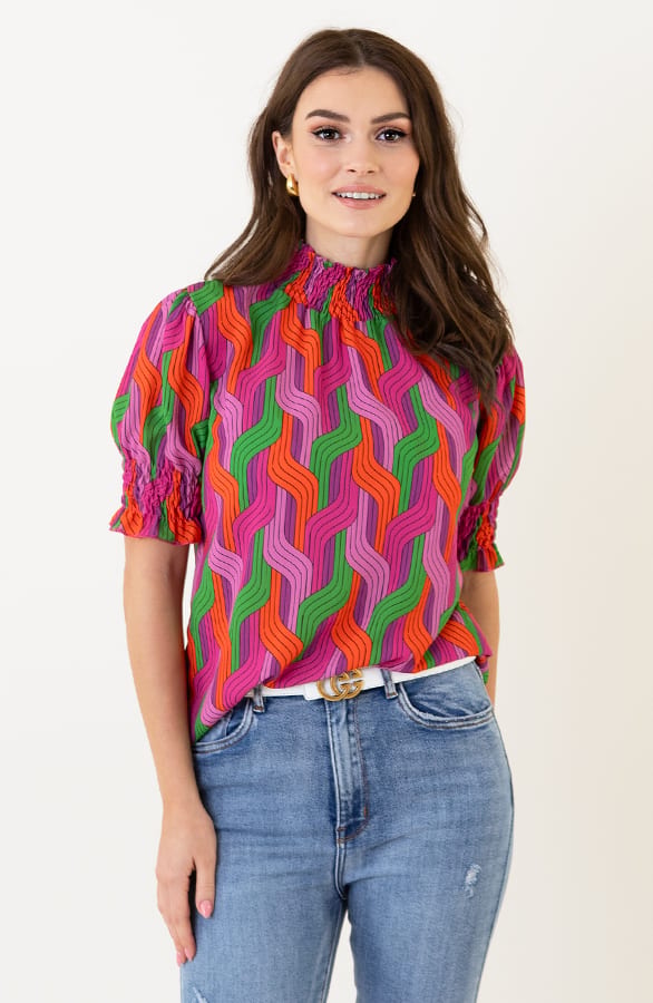 Col Top Print Groen Oranje – shoparchief, foto 4