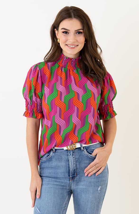Col Top Print Groen Oranje – shoparchief, foto 2