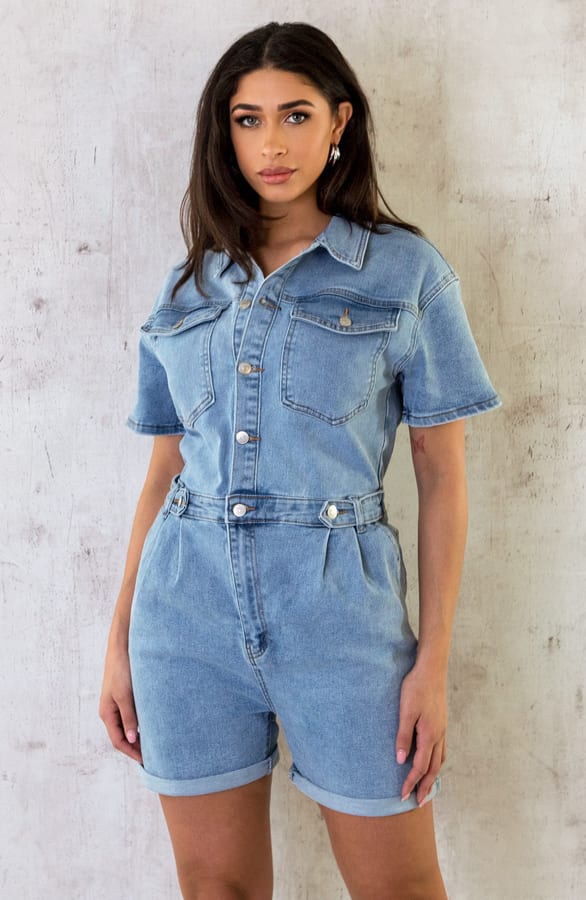 Denim Stretch Playsuit – shoparchief, foto 1