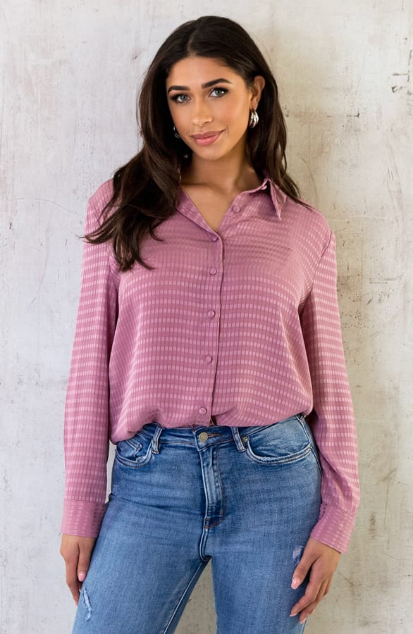 Detailed Oversized Blouse Dust Roze – shoparchief, foto 2