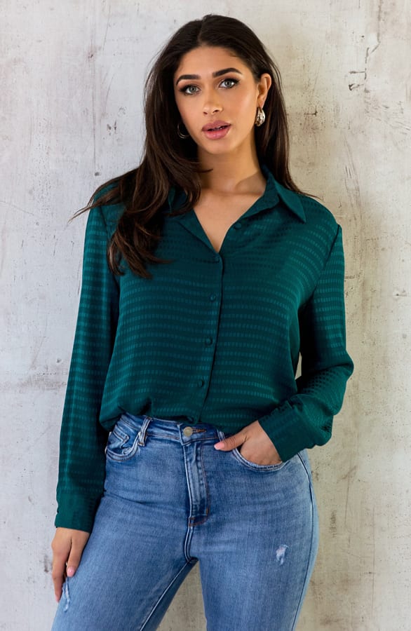 Detailed Oversized Blouse Smaragd – shoparchief, foto 2
