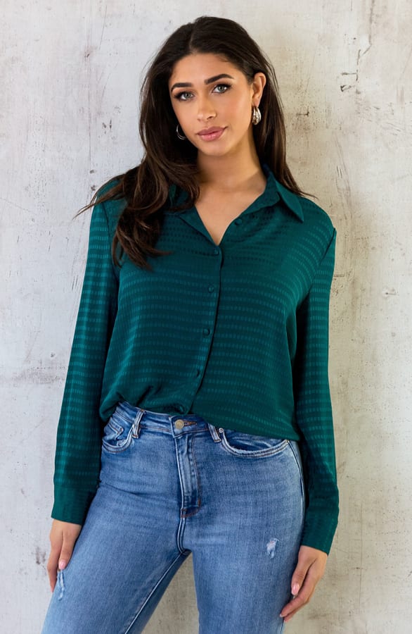 Detailed Oversized Blouse Smaragd – shoparchief, foto 1