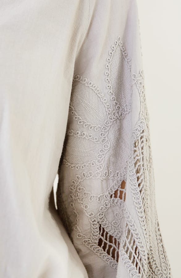 Embroidery Blouse Oversized Cotton Beige – shoparchief, foto 4