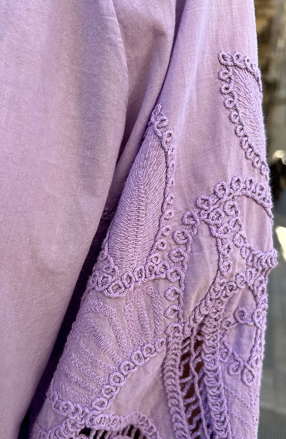 Embroidery Blouse Oversized Cotton Lila – shoparchief, foto 4