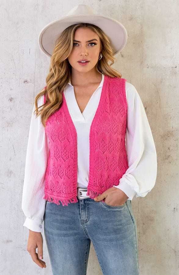 Gehaakt Gilet Candy Pink – shoparchief, foto 7