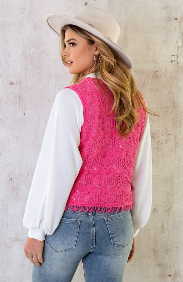 Gehaakt Gilet Candy Pink – shoparchief, foto 9