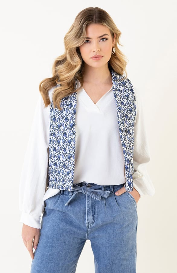 Gilet Print Blauw – shoparchief, foto 1