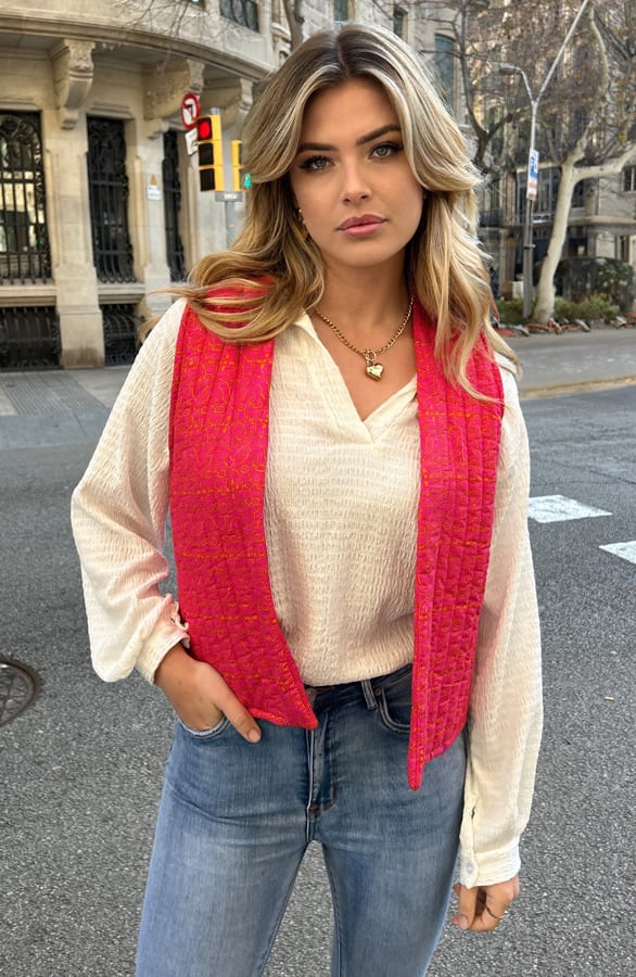 Gilet Print Bright Fuchsia – shoparchief, foto 7