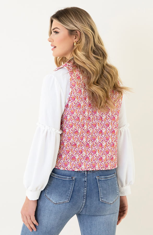 Gilet Print Fuchsia Oranje – shoparchief, foto 2