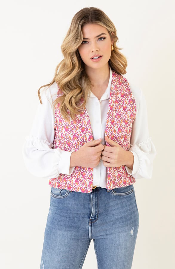 Gilet Print Fuchsia Oranje – shoparchief, foto 1