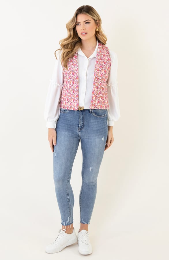 Gilet Print Fuchsia Oranje – shoparchief, foto 3