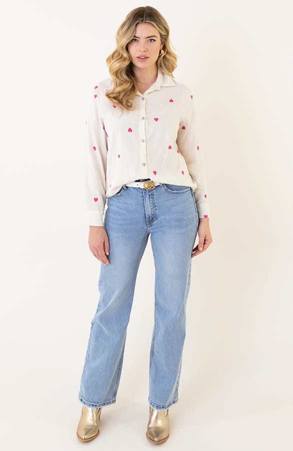 Katoenen Hartjes Blouse Fuchsia – shoparchief, foto 6