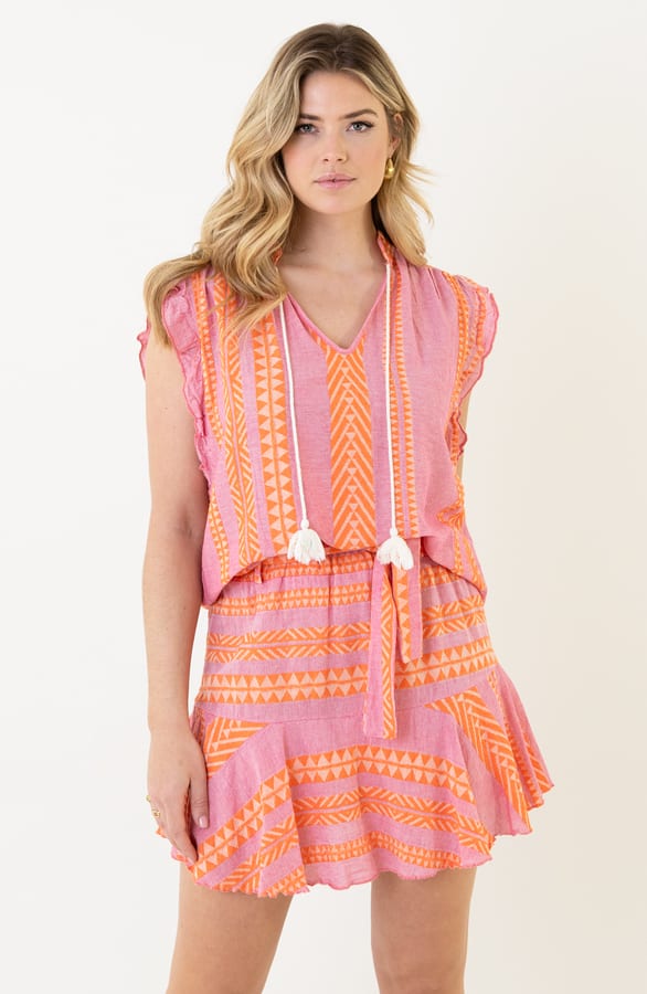 Kelim Ruffle Top Pink Orange – shoparchief, foto 8