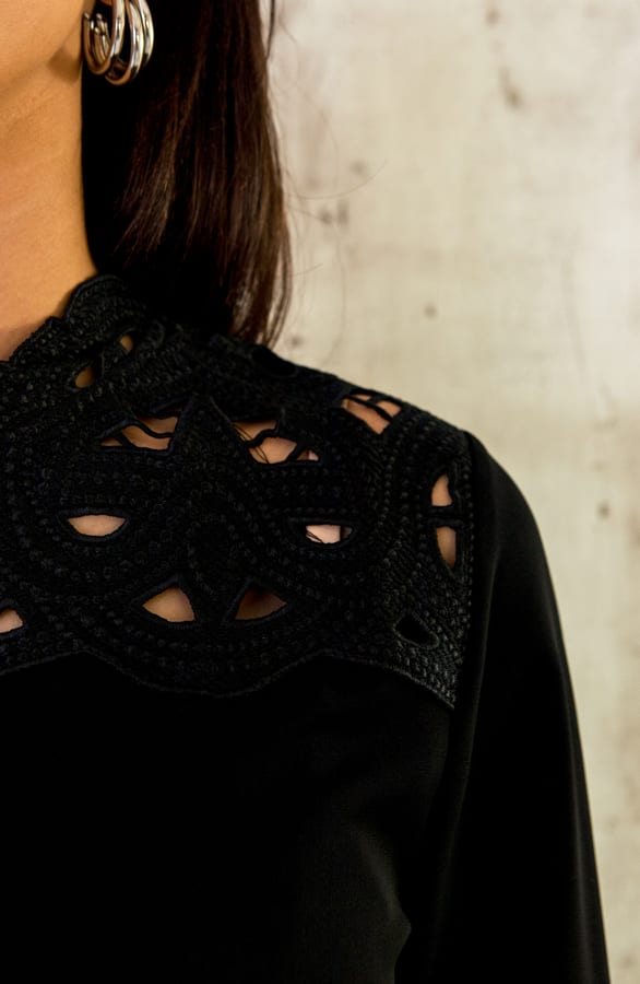Luxury Kanten Blouse Zwart – shoparchief, foto 4