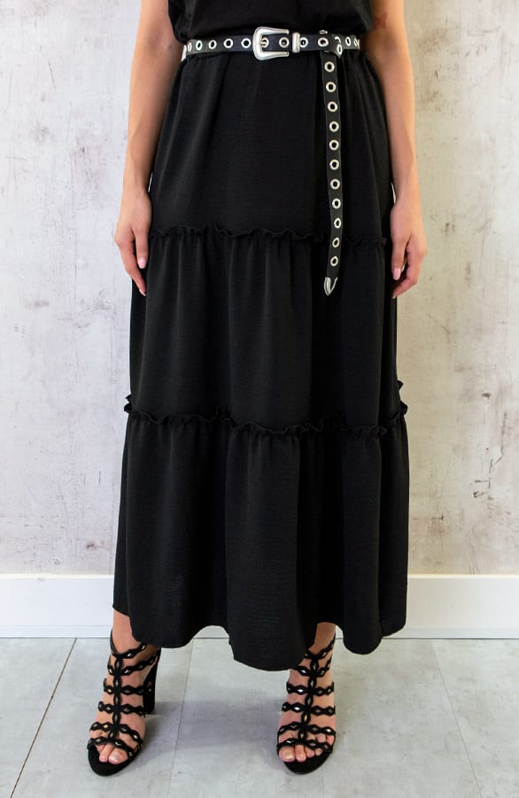 Maxi Rok Ruffle Zwart – shoparchief, foto 7